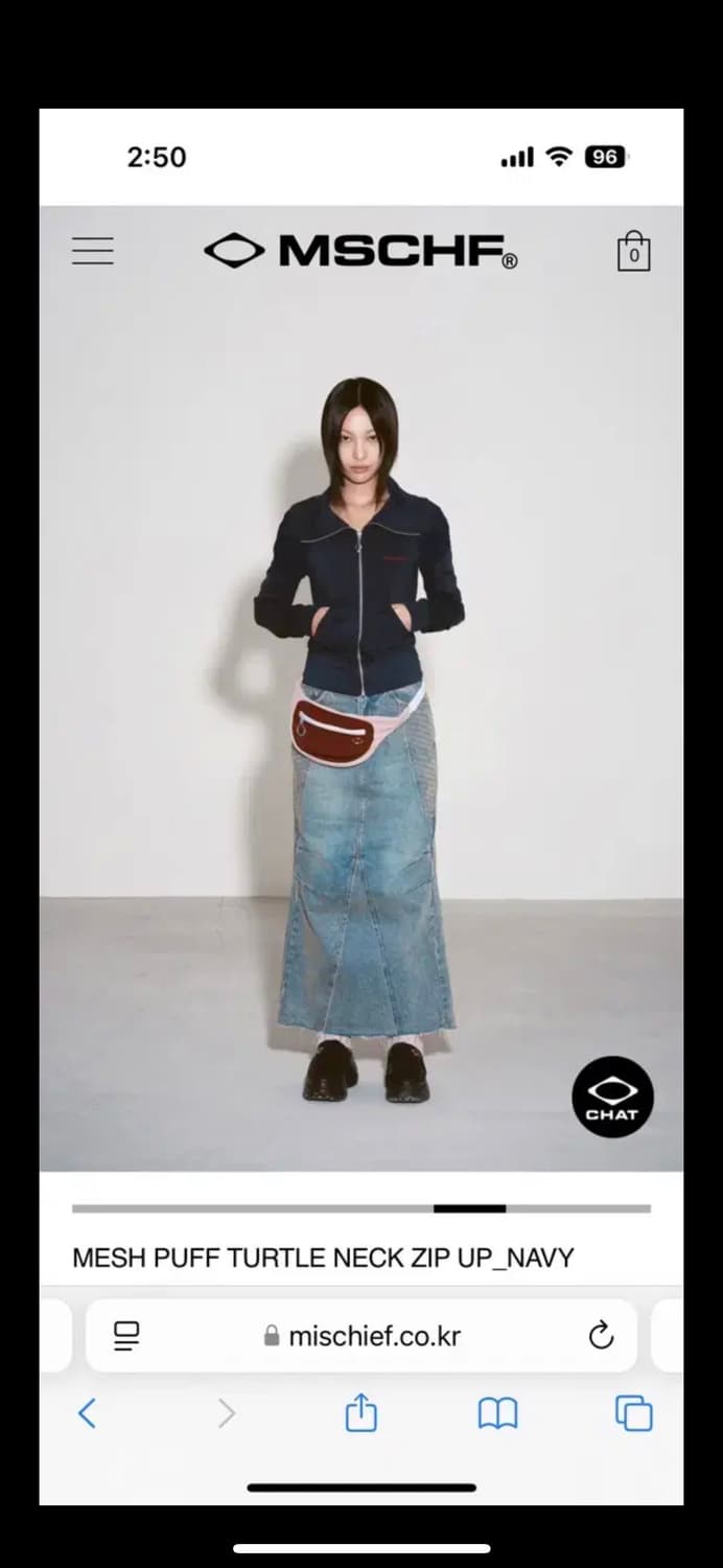 미스치프 메쉬 퍼프 터틀넥 집업 상품이미지3