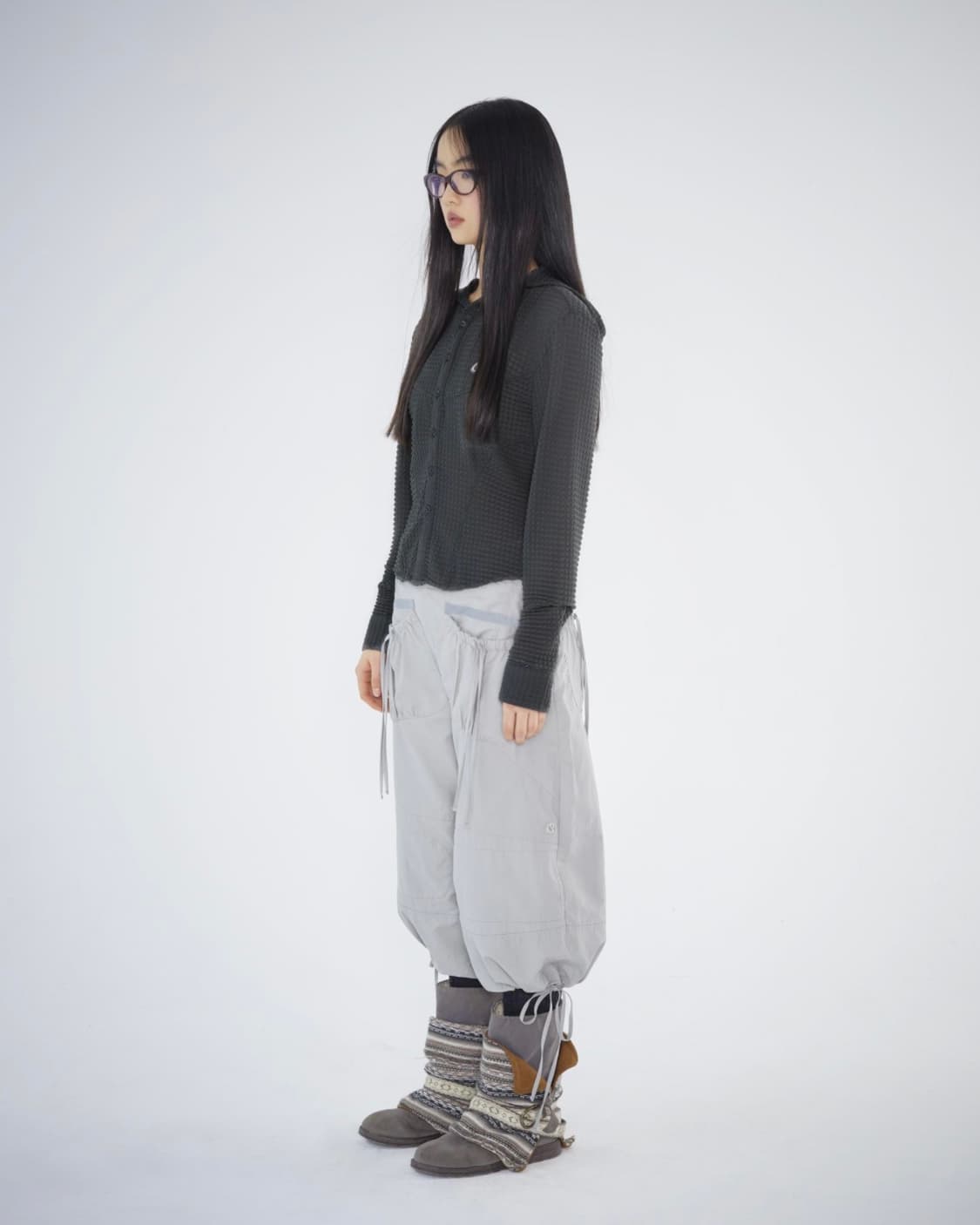 코이세이오 ROUND HOODIE SHIRTS_CHARCOAL 상품이미지3