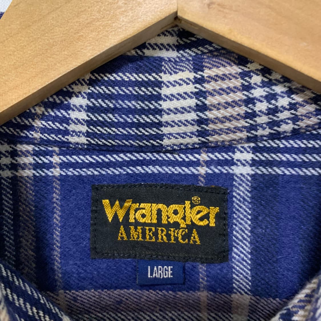 랭글러 네이비 체크 셔츠 남방 빈티지 남성 L 남녀공용 상품이미지4