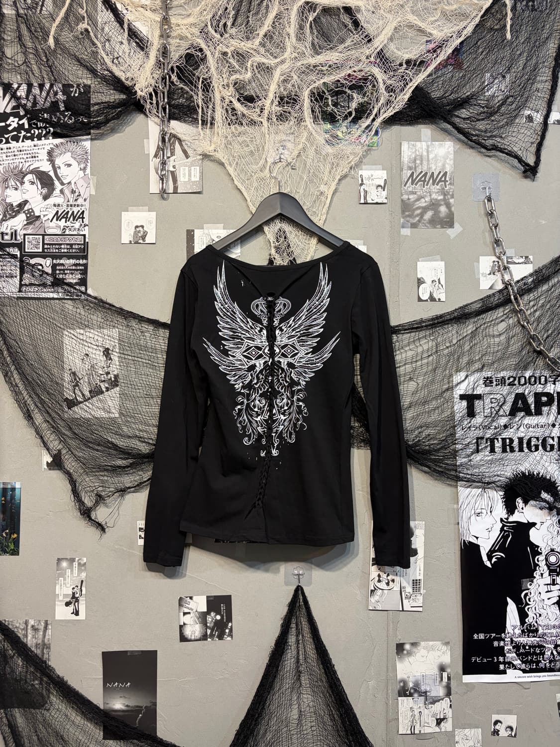 PUNK cubic skull Lace-up back longsleeve 상품이미지4
