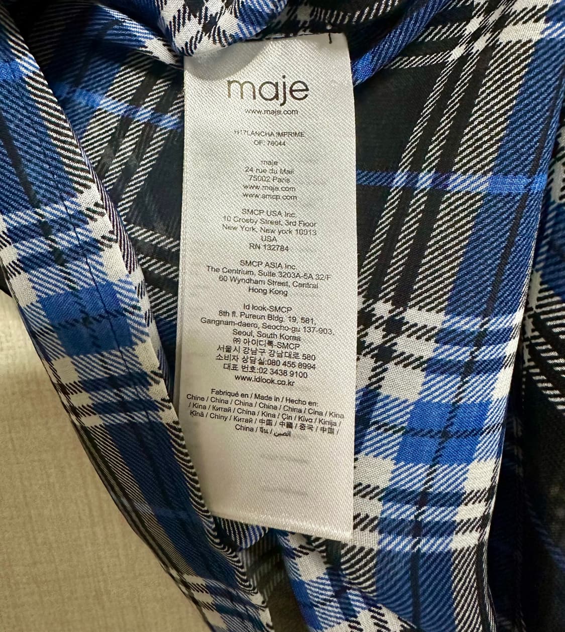 마쥬 maje 란차 블루 체크 셋업 투피스 상품이미지4