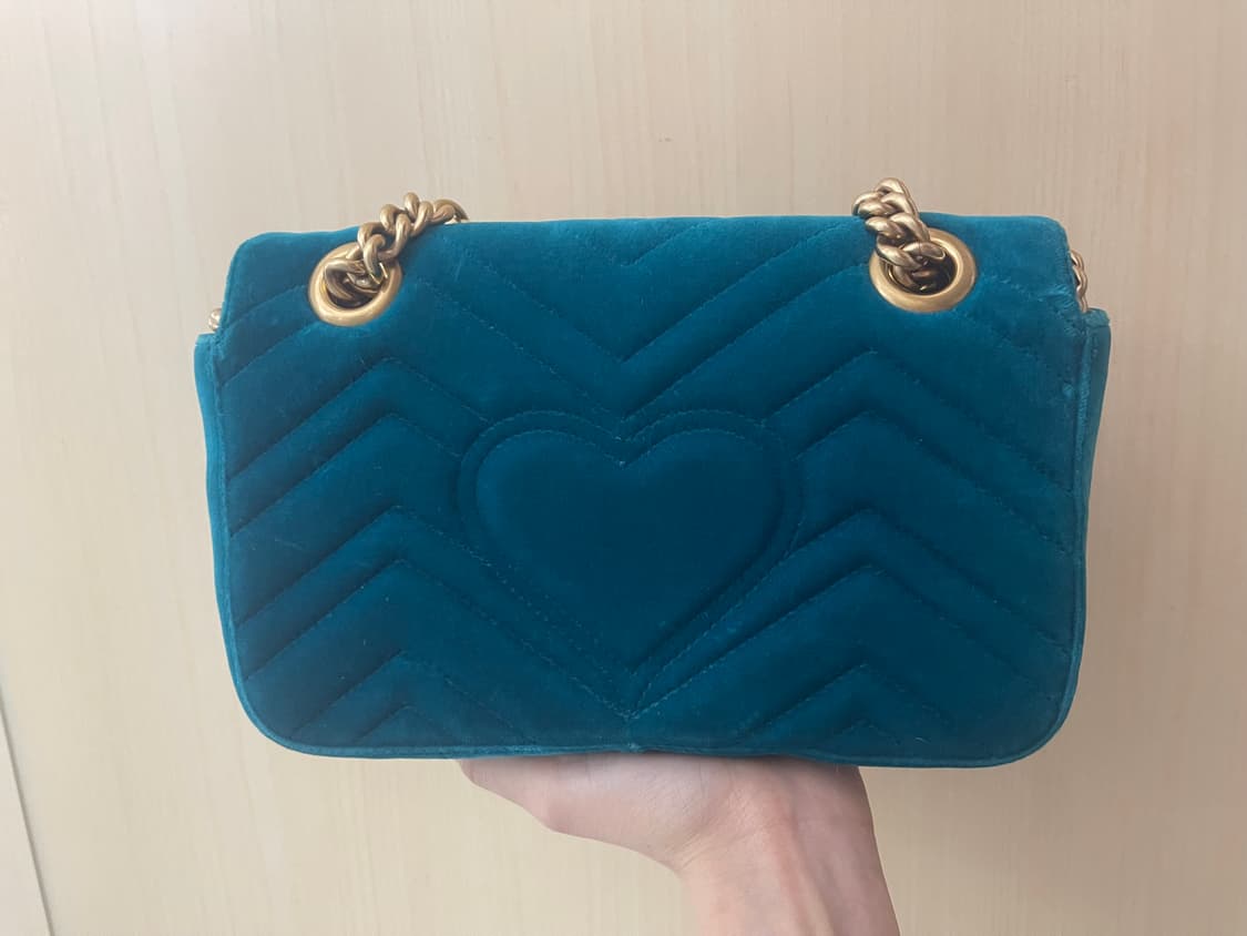 구찌 마몽 마몬트 벨벳 미니백 터키옥색 상품이미지3