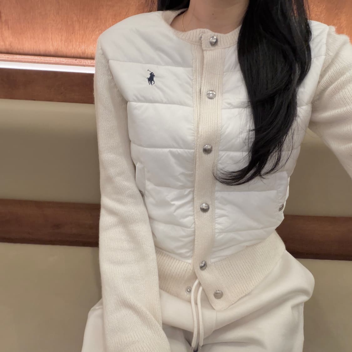 폴로랄프로렌 니트 패딩 가디건 아이보리 상품이미지8