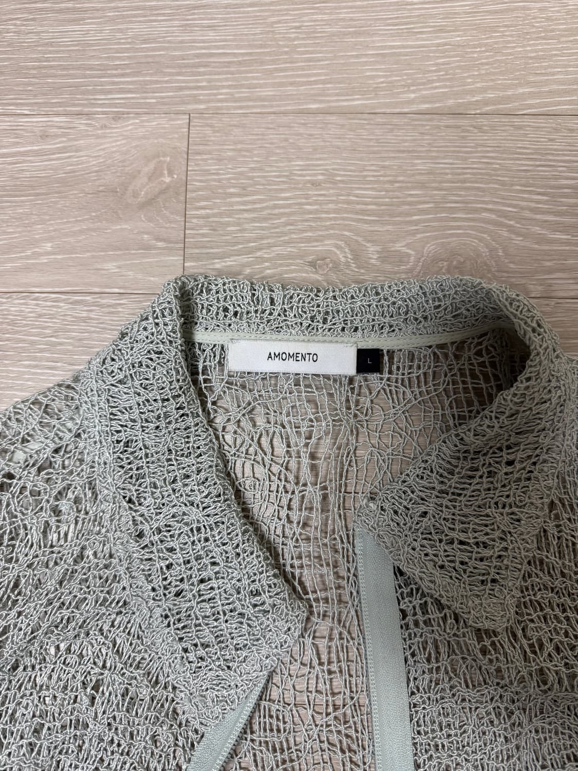 아모멘토 시스루 집업 셔츠 민트 L 상품이미지3