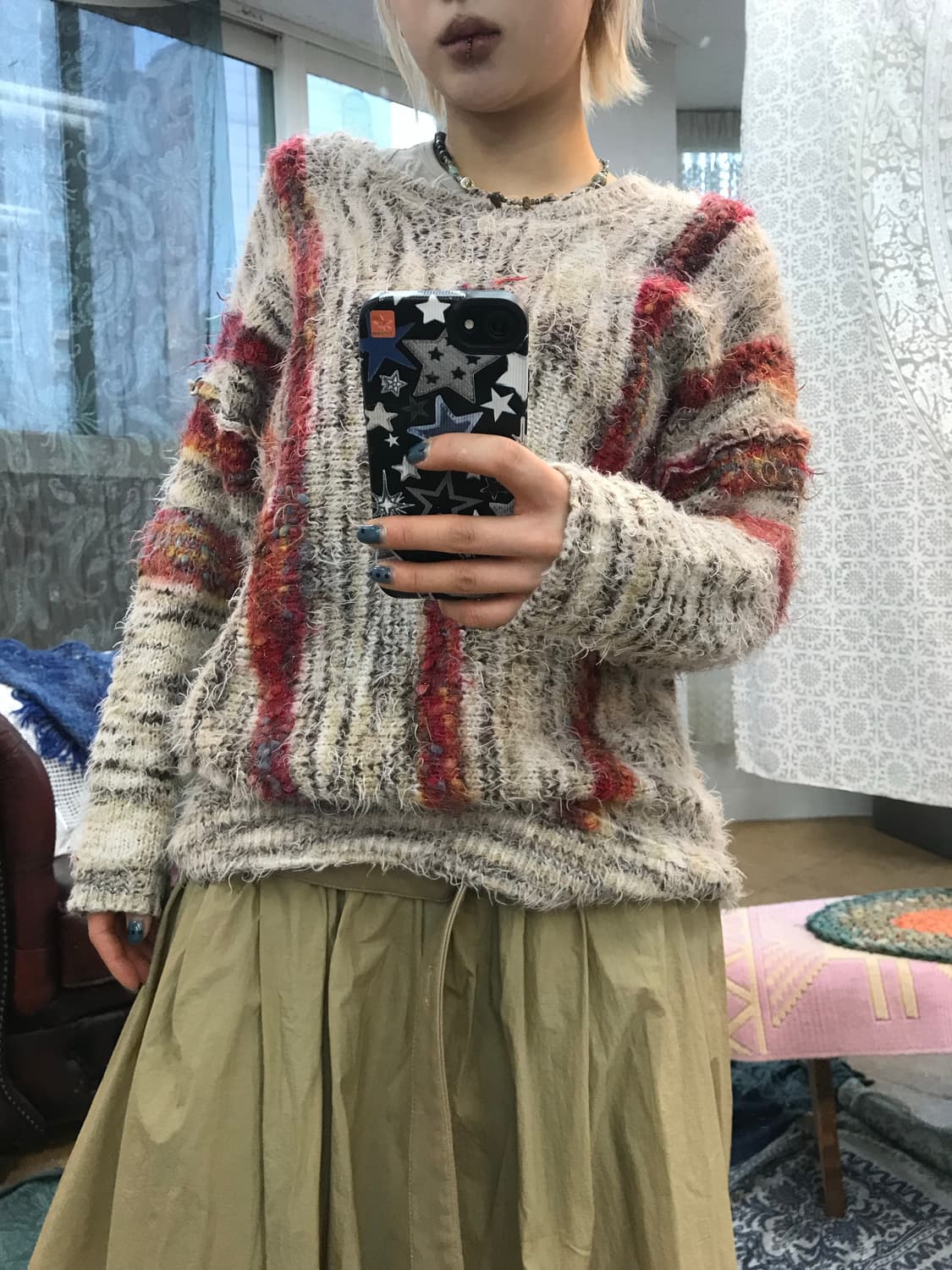 빈티지 디테일 라운드 7부 니트  상품이미지1