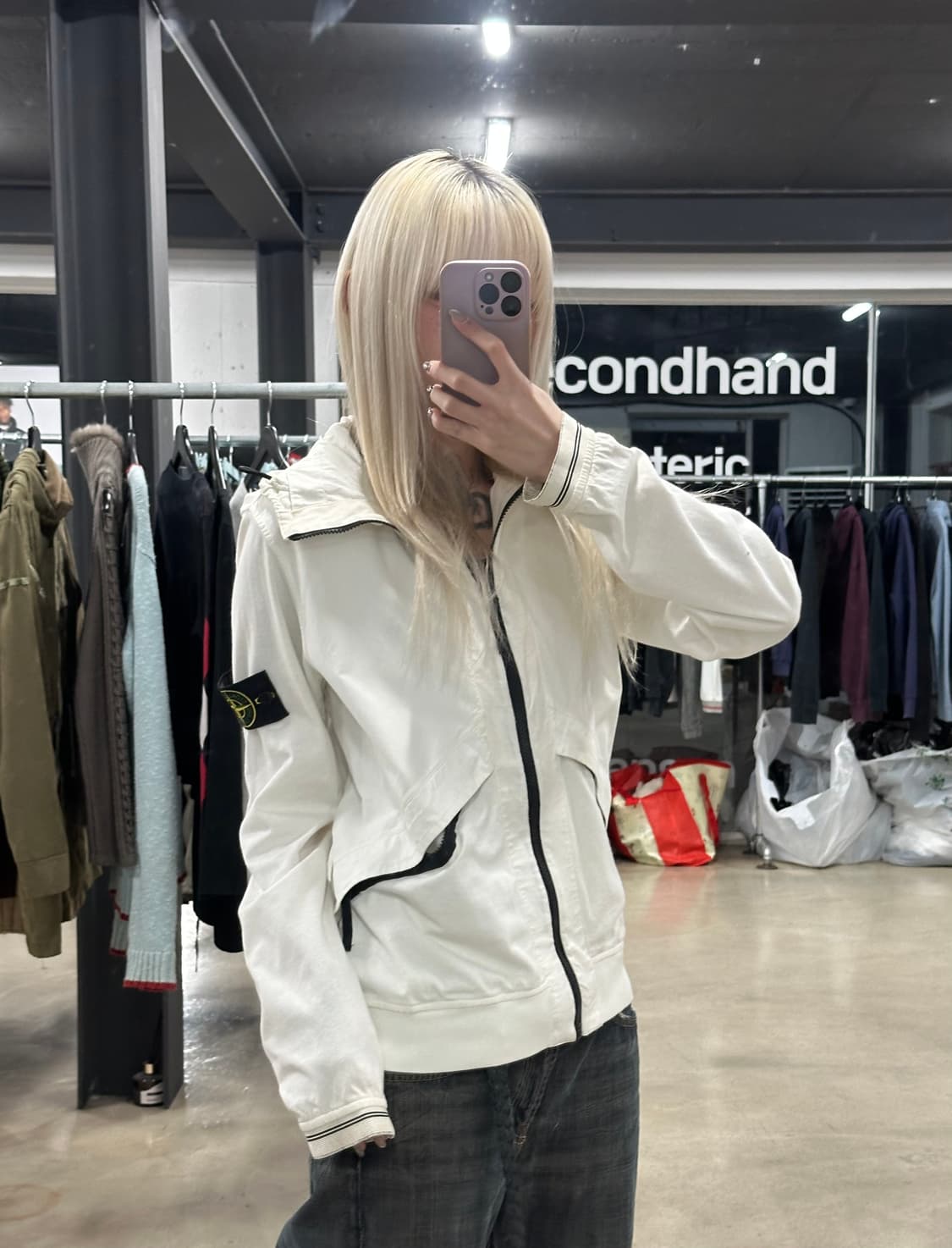 스톤 아일랜드 오가닉 룩 나일론 파나마-TC 자켓 화이트 상품이미지2