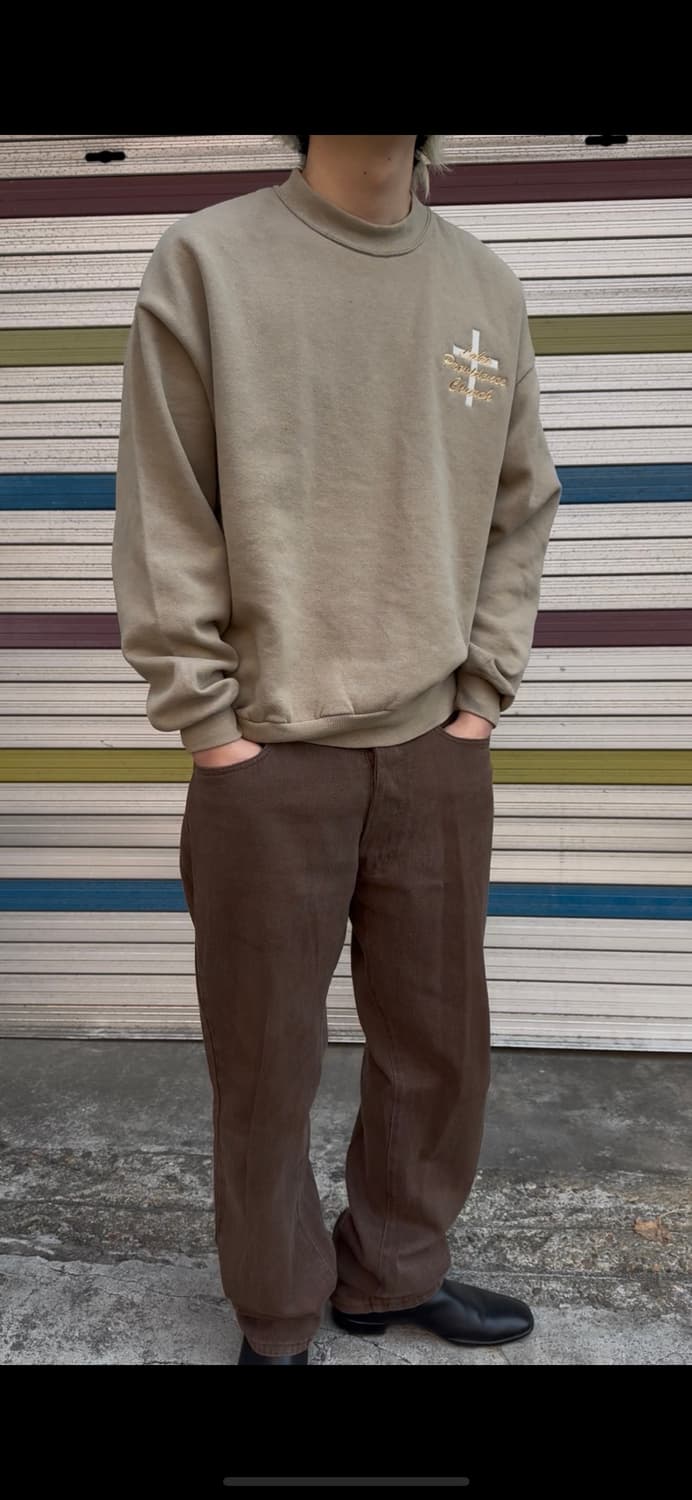 90‘s Church Cross Embroidery Sweatshirt 상품이미지4