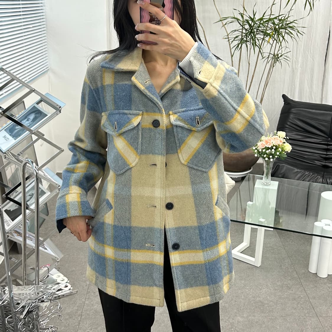 VOX 모직 체크 오버셔츠 자켓 상품이미지2