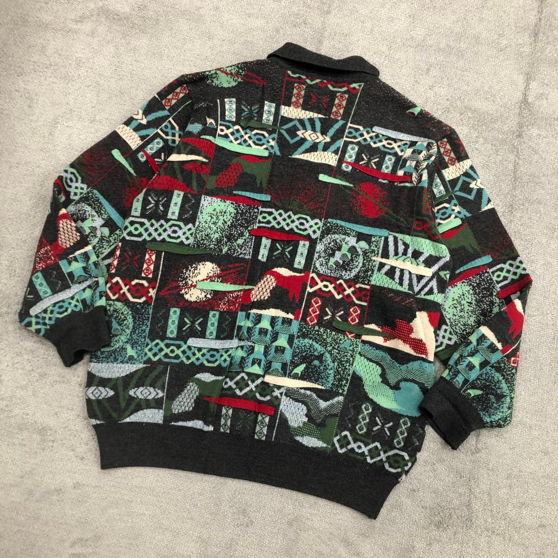 게오쿠 반집업 울 패턴 니트 상품이미지4