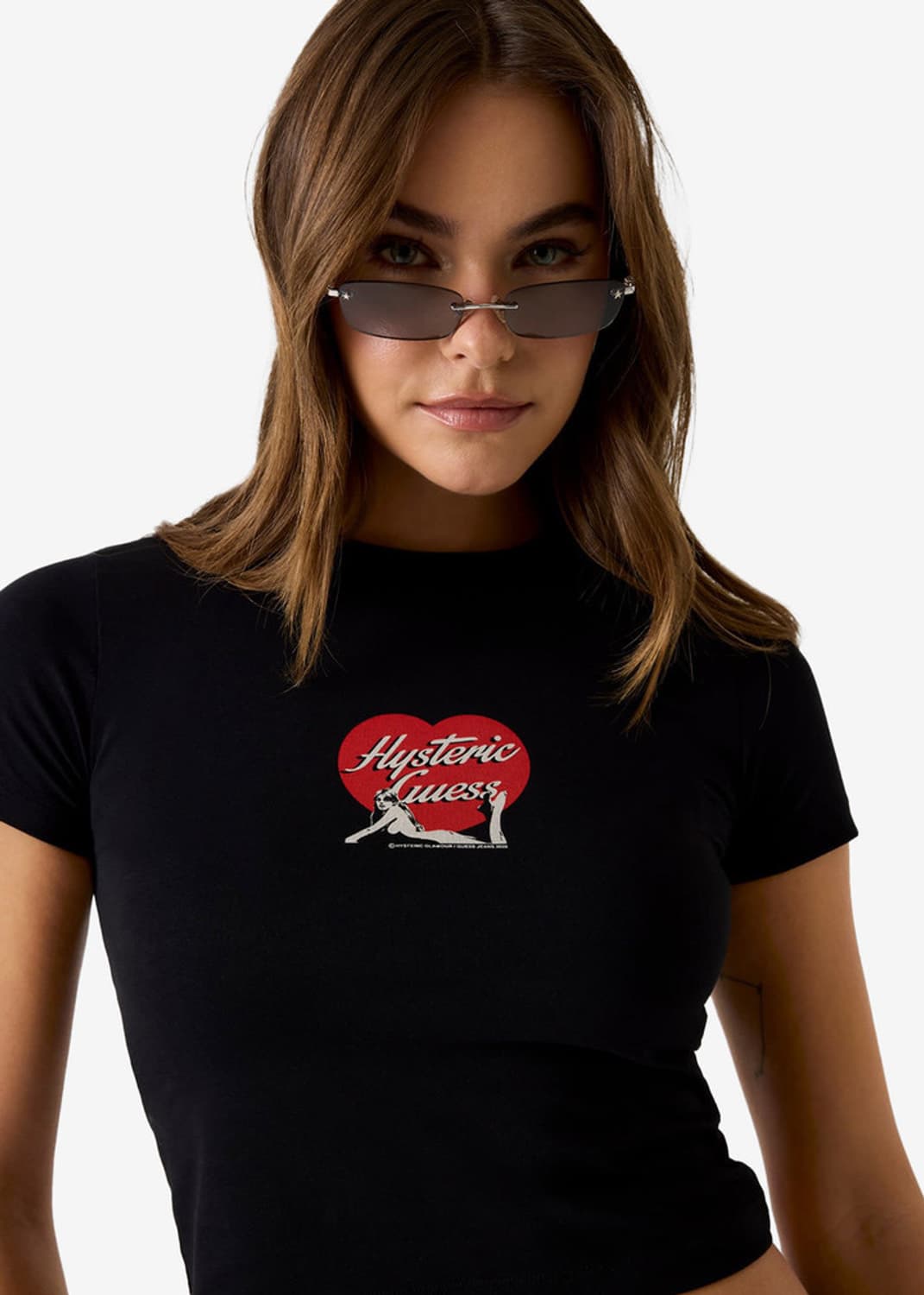 [새상품] 히스테릭글래머x게스 하트 슬림 크롭티 상품이미지2