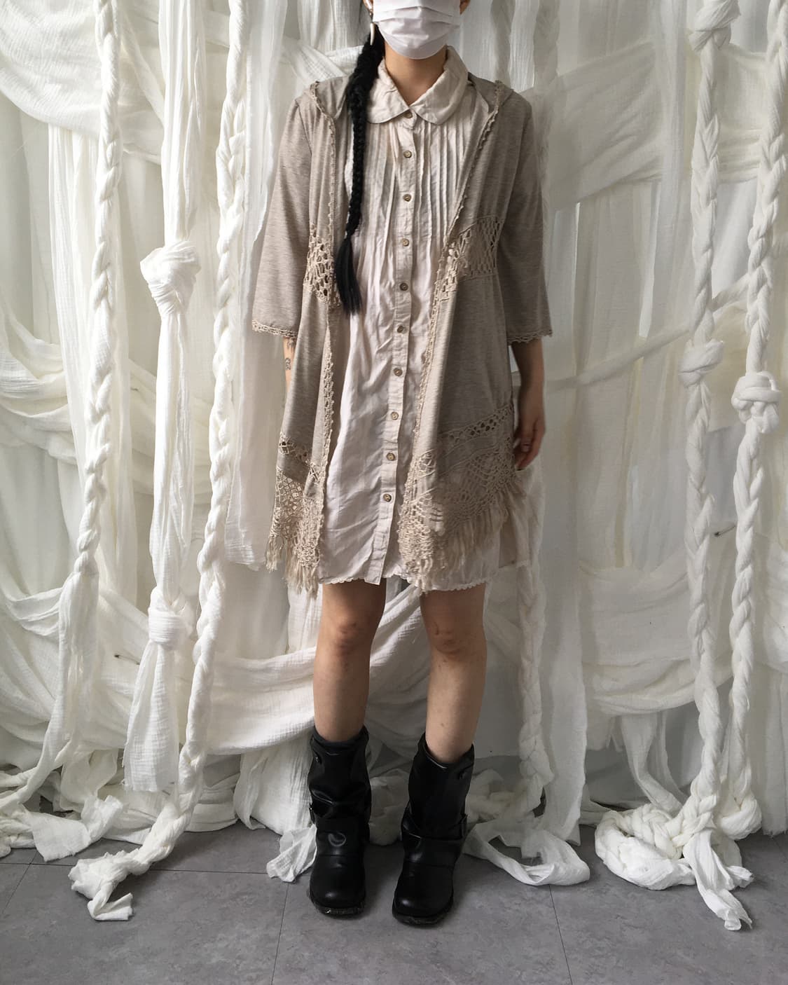 Fringe crochet layer hood open caridgan 상품이미지5