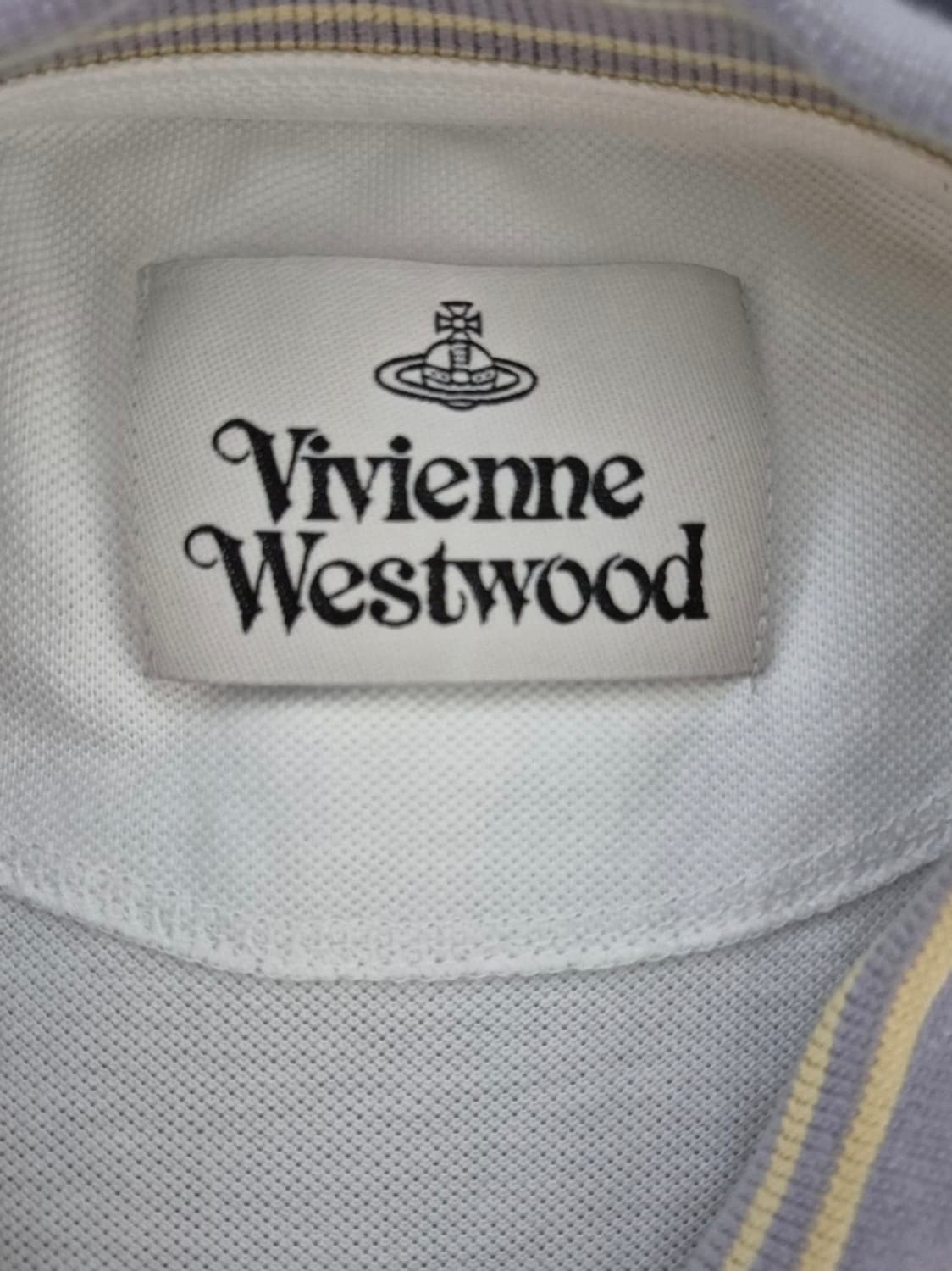 비비안 웨스트우드 오브 로고 폴로 스트라이프 칼라 화이트 상품이미지3