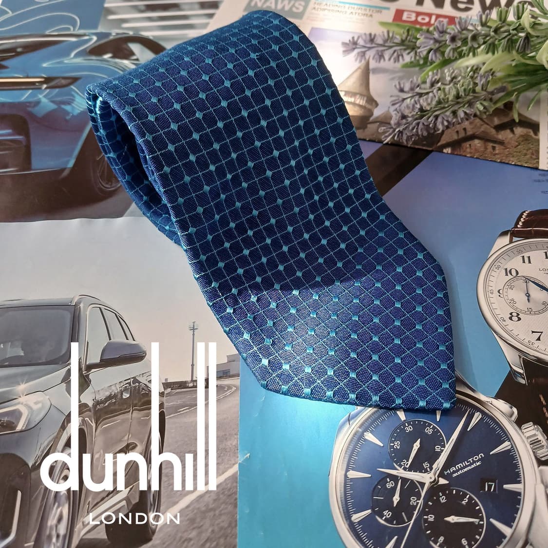 던힐 실크 블루 자카드 패턴 넥타이 9.5cm A+등급 A18845
 상품이미지1