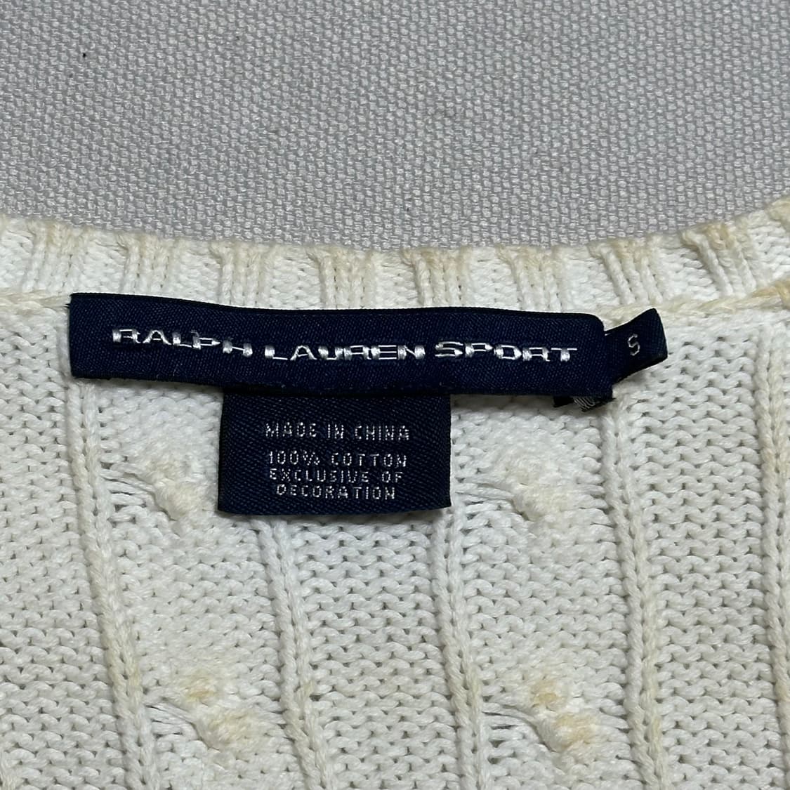 Polo Ralph Lauren 여성용 케이블 브이넥 화이트 니트 상품이미지3