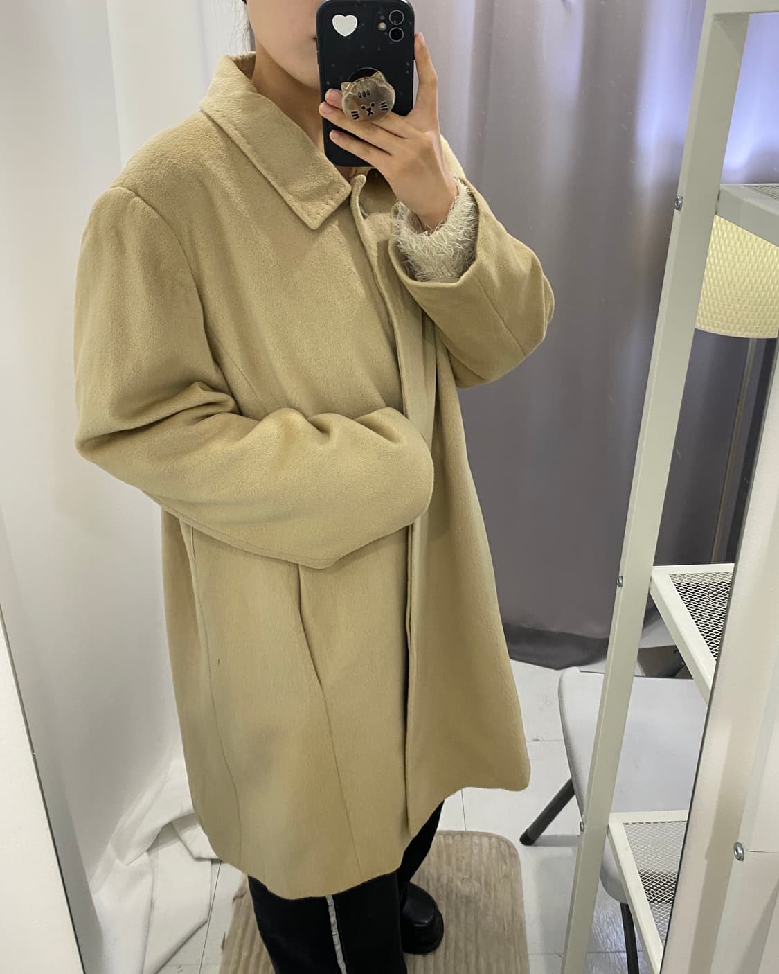 앙고라 울 혼방 베이지 싱글코트 🍞 상품이미지4