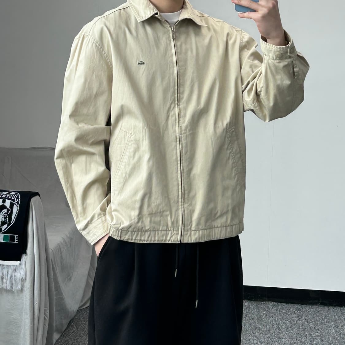 라코스테 올드스쿨 베이지 블루종 자켓 상품이미지10