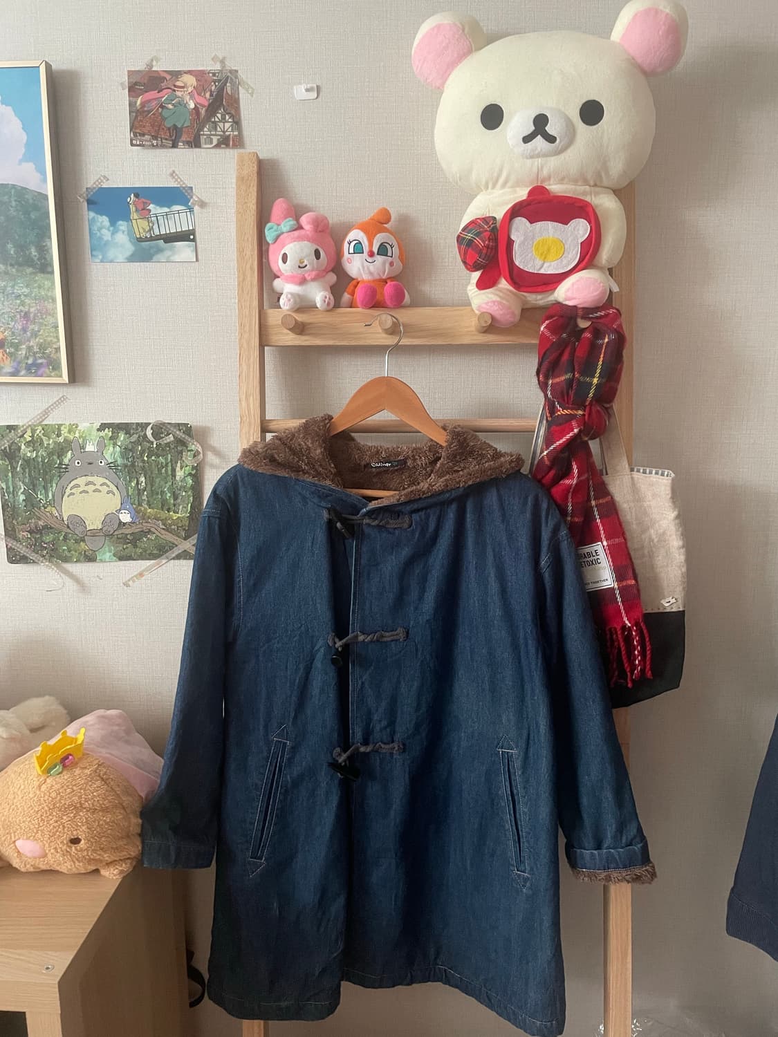 모리걸 빈티지 데님 퍼 후드떡볶이 자켓 💙🤎 상품이미지1