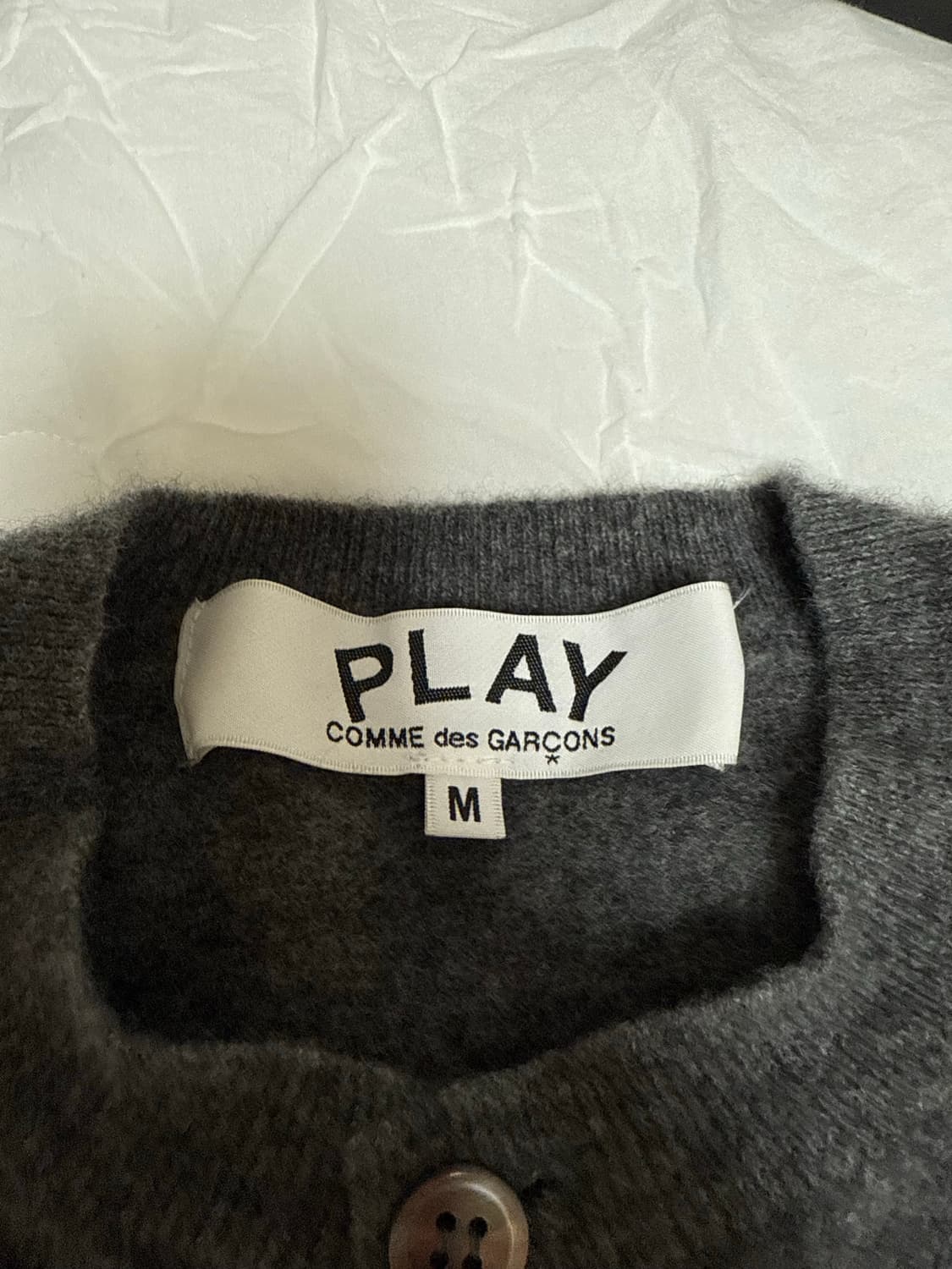 꼼데가르송 플레이 울 가디건 그레이 M 상품이미지3