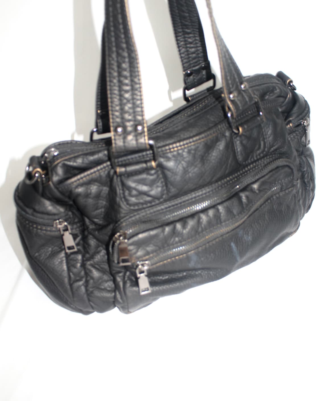 Gold washing leather skin-black bag 상품이미지6