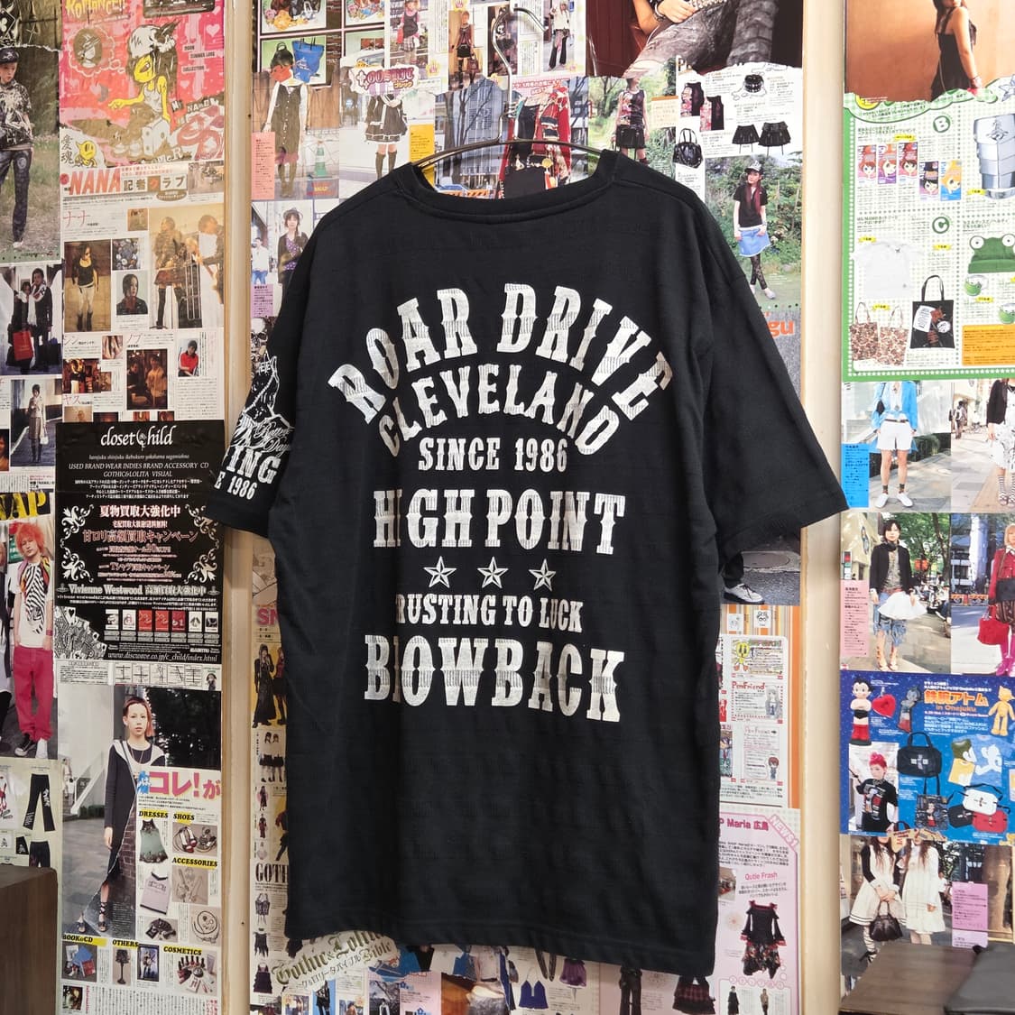 JPN 스트라이프 펑크 프린팅 오버핏 반팔 상품이미지1