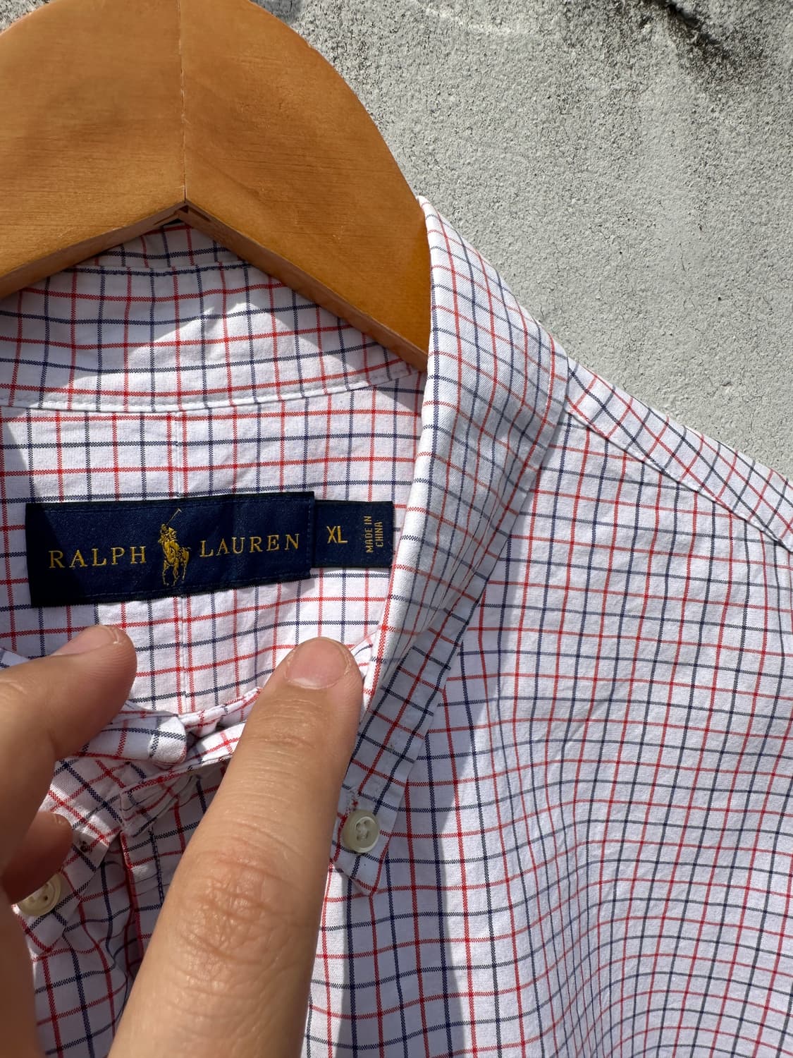 [XL] 폴로 랄프로렌 레드 네이비 체크 포플린 셔츠 상품이미지3