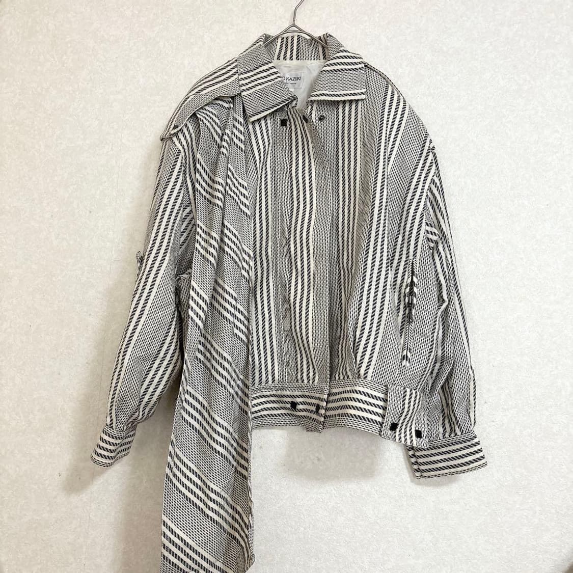 noriko kazuki 스트라이프 머플러 울 자켓 상품이미지1