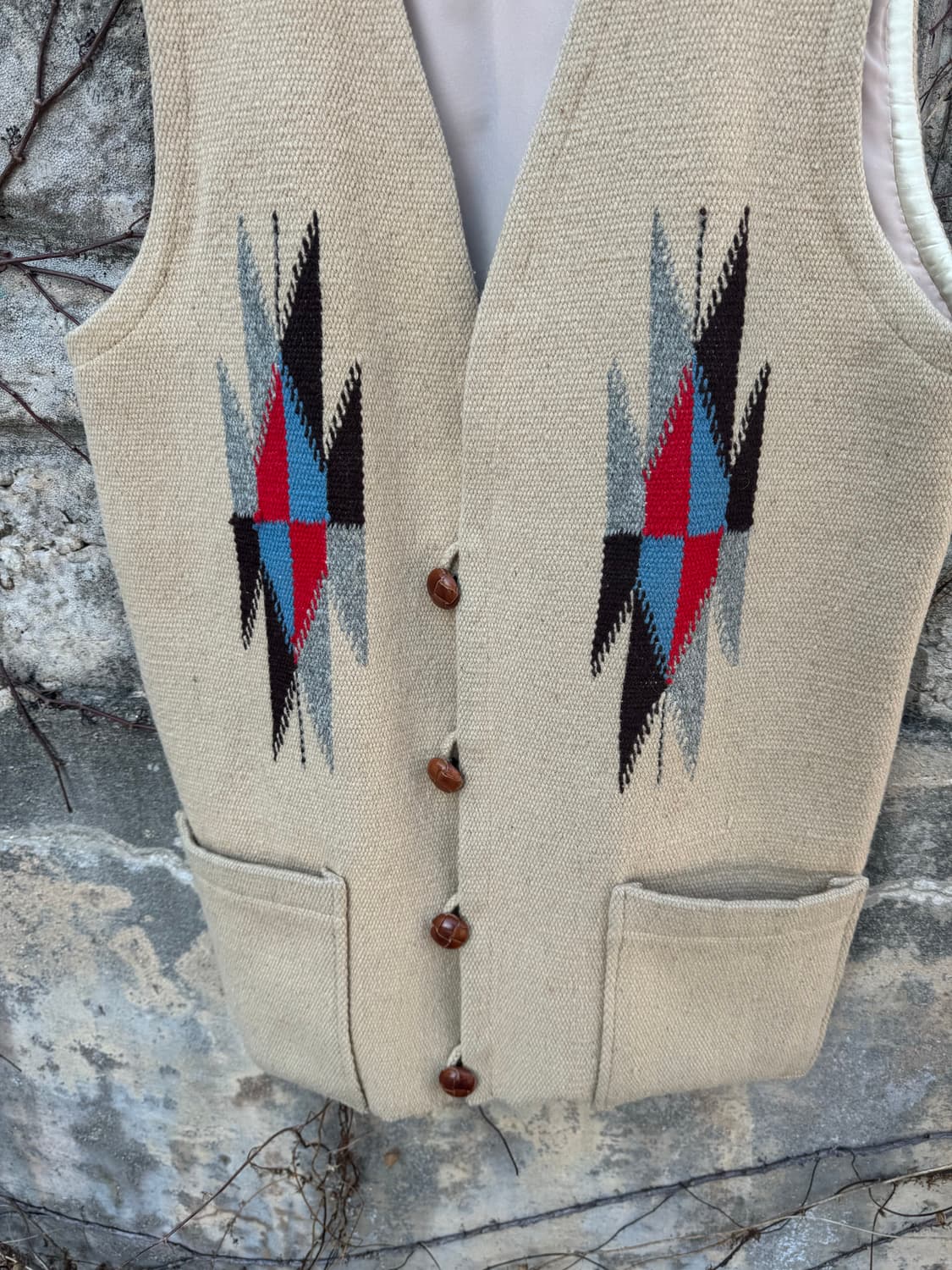 90s 오르테가 핸드 우븐 울 치마요 베스트 나바호 웨스턴 조끼 상품이미지5