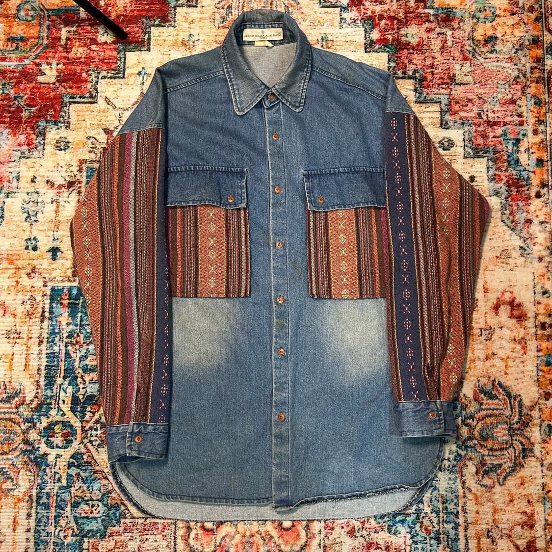 [XL] 골든구스 에스닉 패턴 니트 포인트 데님 자켓 상품이미지1