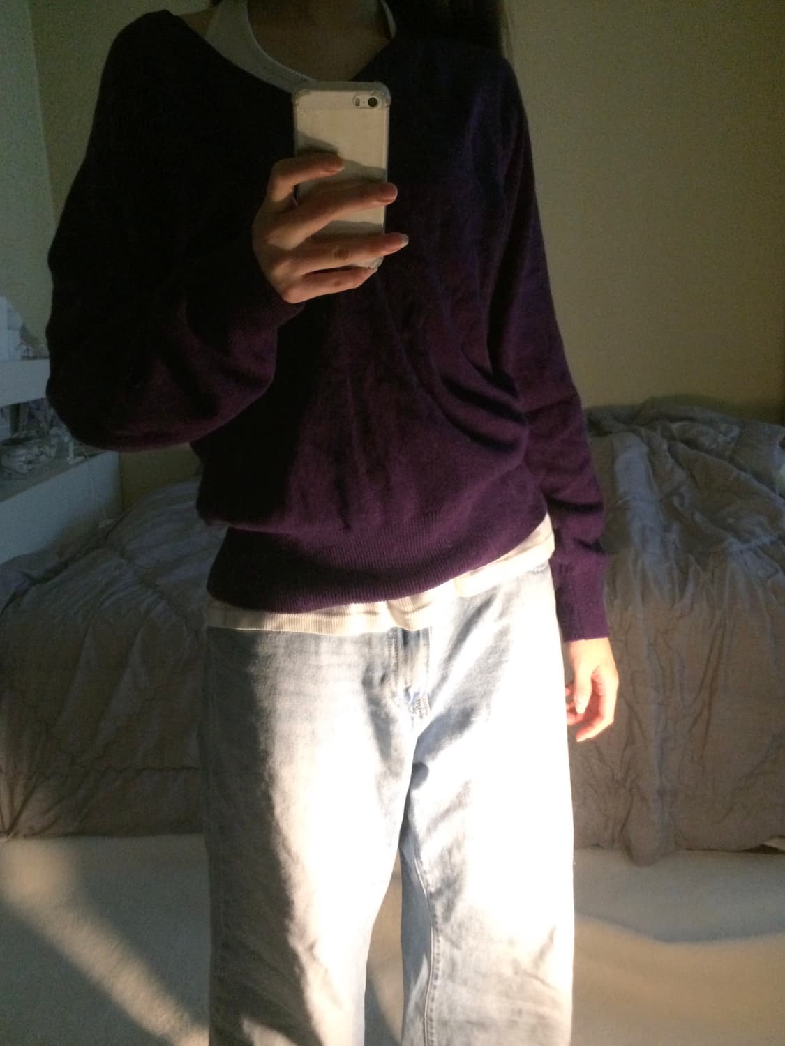 purple V-neck knit 상품이미지4