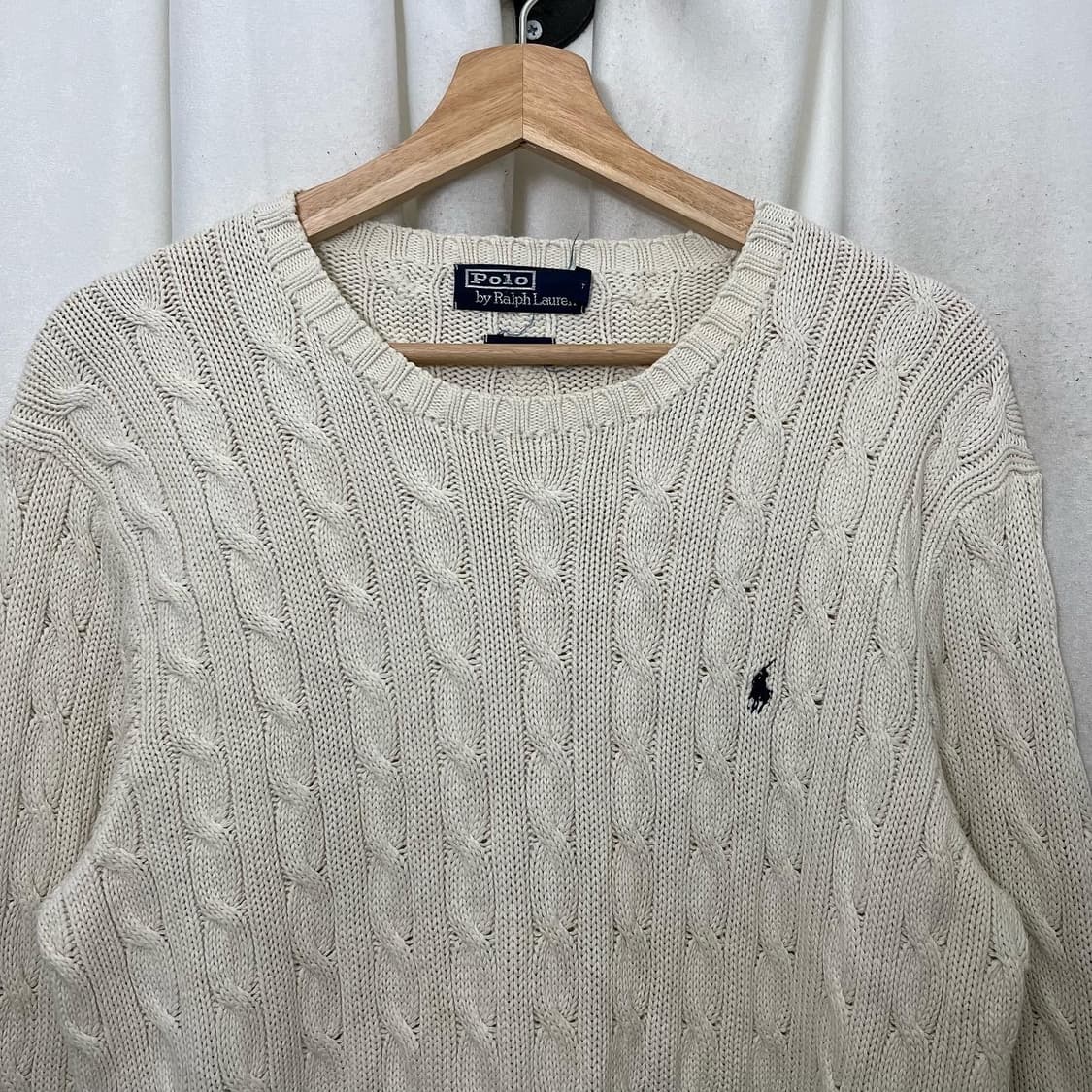 폴로 랄프로렌 아이보리 네이비포니 꽈배기 니트 상품이미지2