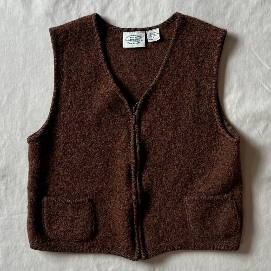 [W44] 90s USA G.H.BASS & CO. 브라운 집업 베스트 상품이미지1
