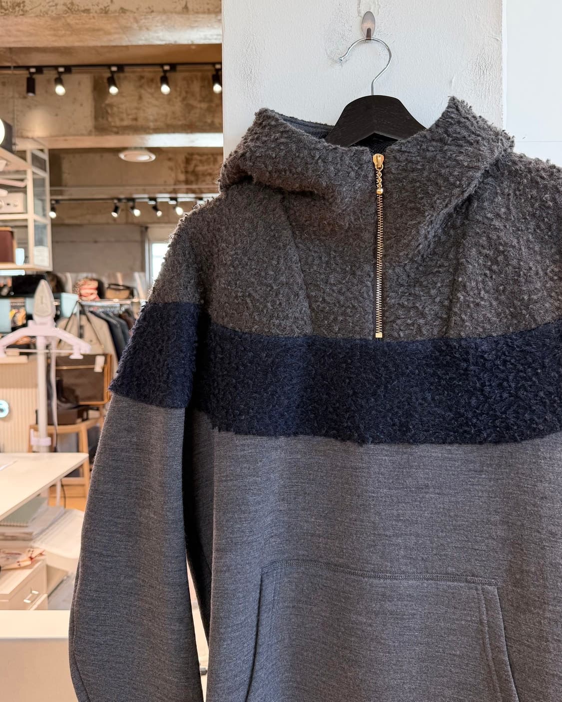 컬러 16aw 차콜 하프 집업 후디 상품이미지4