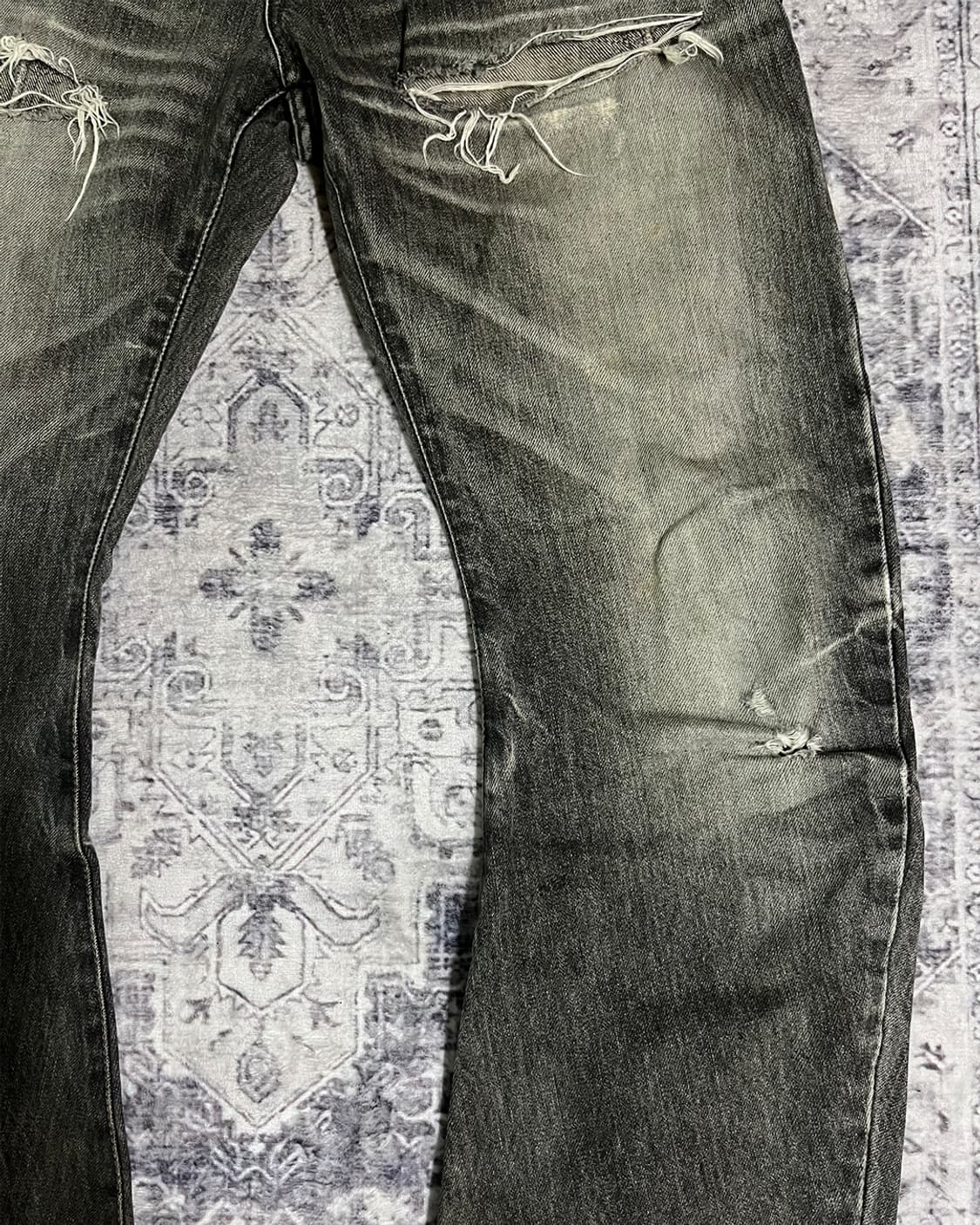 Y2K Grunge Curved Distressed Denim Pants 상품이미지7
