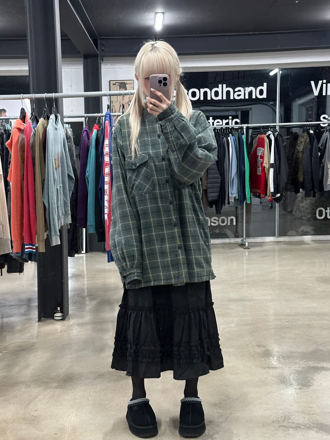 퀵실버 체크 누빔 오버핏 셔츠 상품이미지2