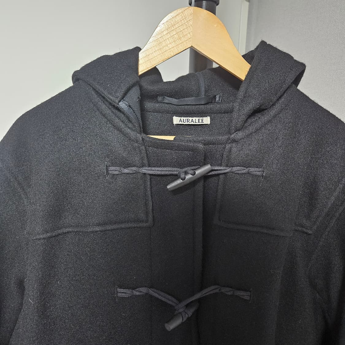 Auralee 블랙 울 더플 코트 상품이미지2