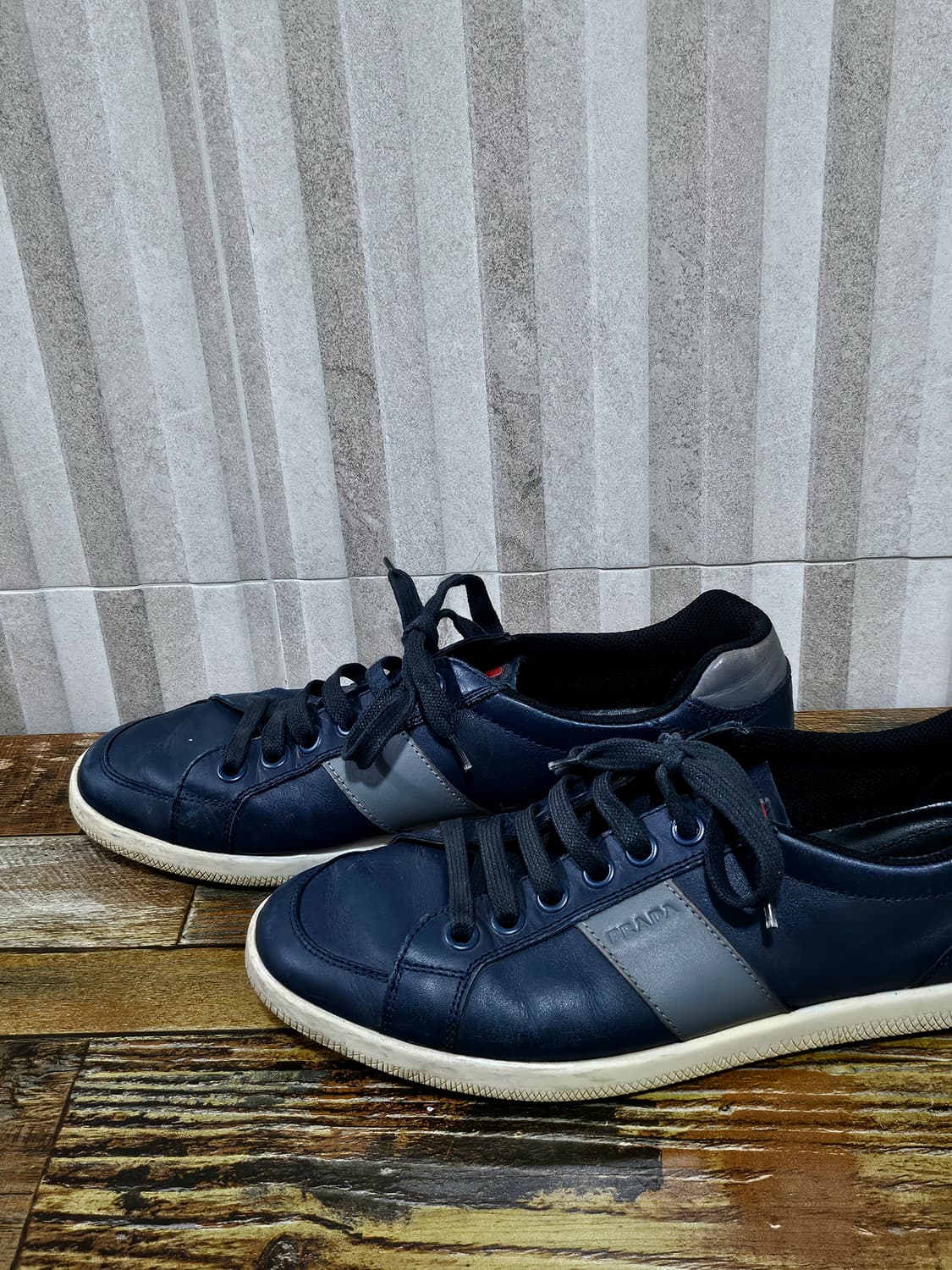 프라다 레더 스니커즈 네이비 265 아메리칸컵st 상품이미지2