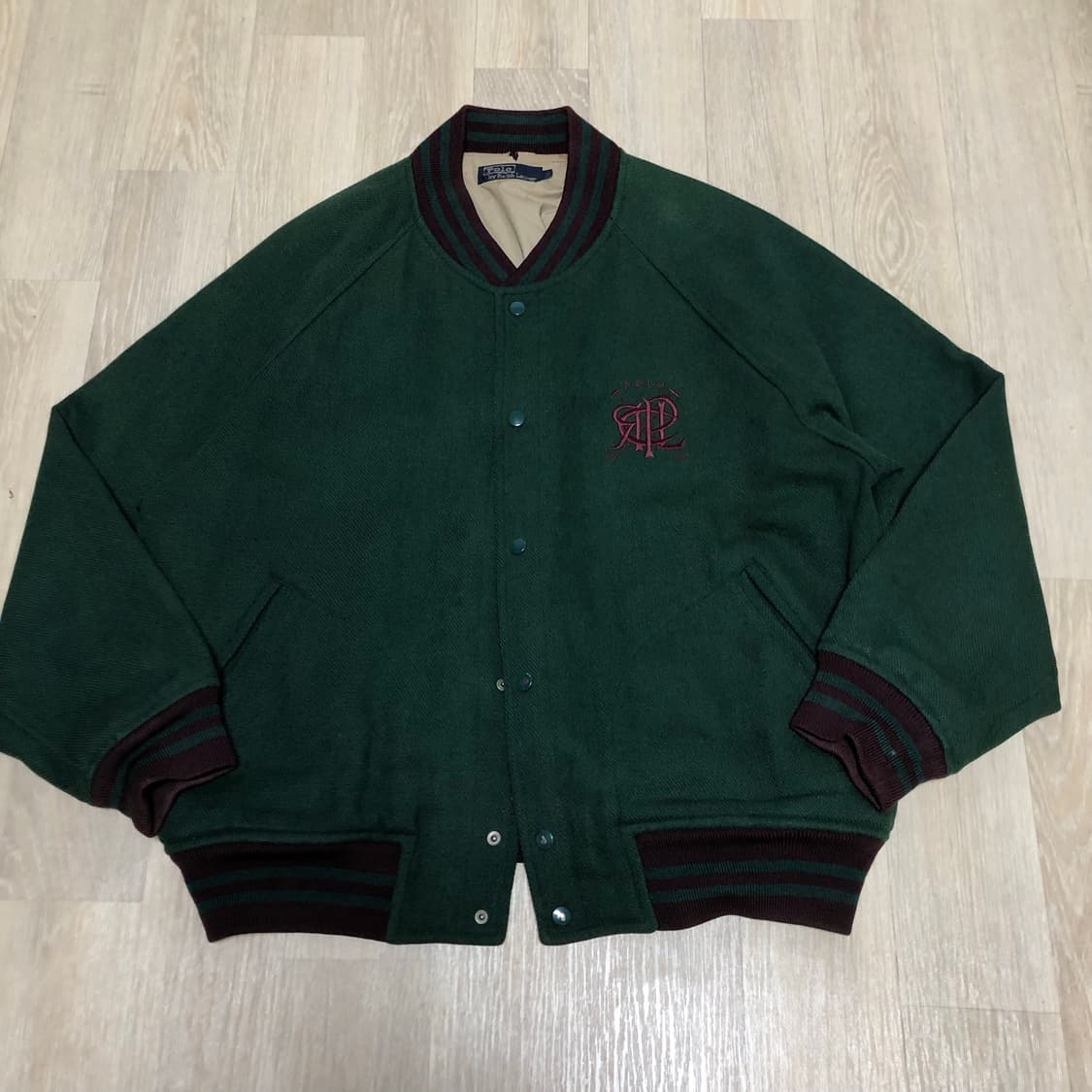 (L) 90's 폴로 랄프로렌 POLO 스크램블로고 스타디움 바시티 자켓 상품이미지1