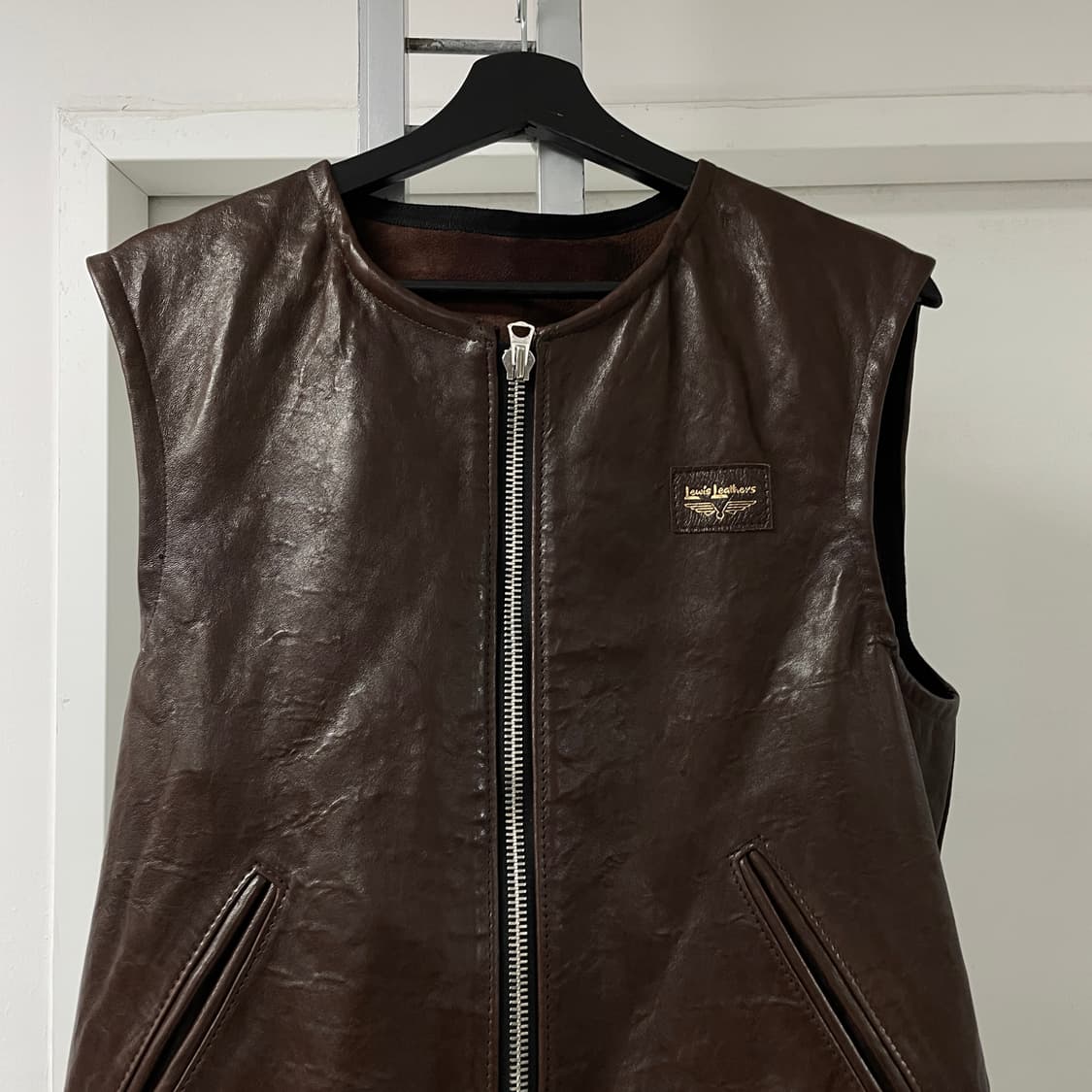 루이스레더 브라운 레더 베스트 - 상품이미지2