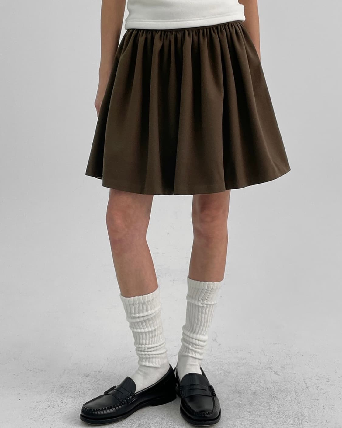 블랙업 |  브라운 플레어 미니스커트 상품이미지3