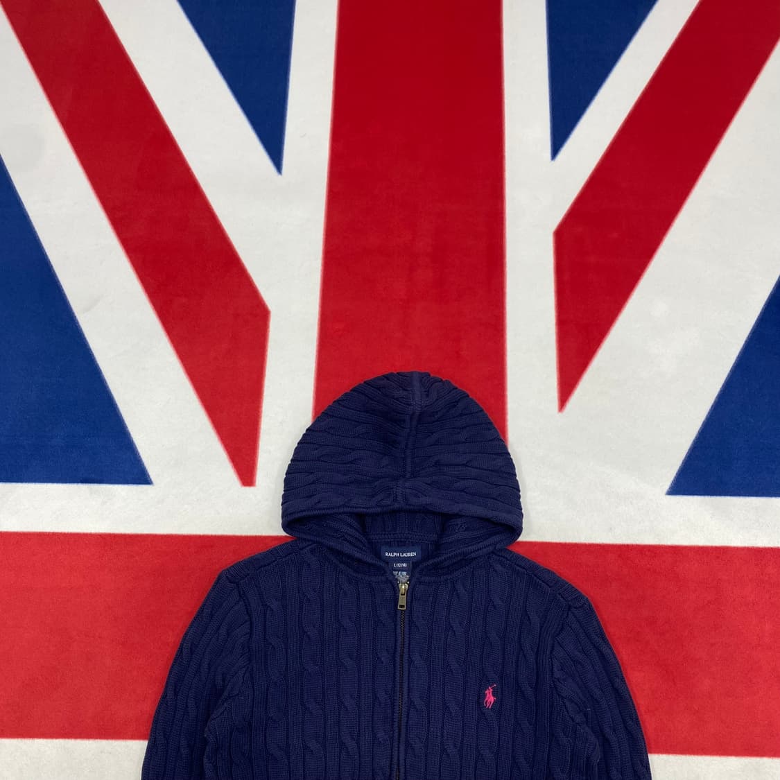 폴로 니트후드집업 실측 여성55 상품이미지2