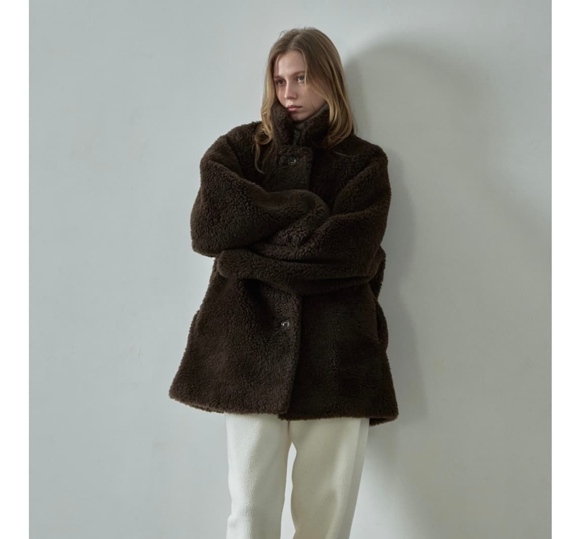 파사드패턴 램스울 퍼 하프자켓 s사이즈 상품이미지4