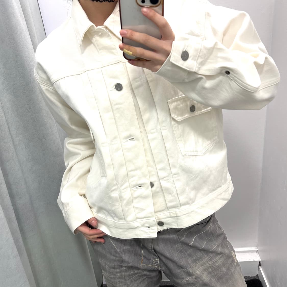 Gu 화이트 데님 트러커 자켓 상품이미지2