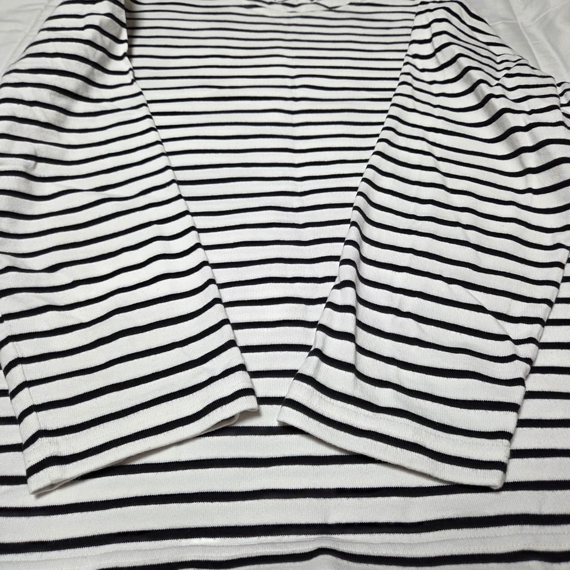 [xl]무탠다드 스트라이프 스트라이프 보트 넥  아이보리블랙 1회착 상품이미지2