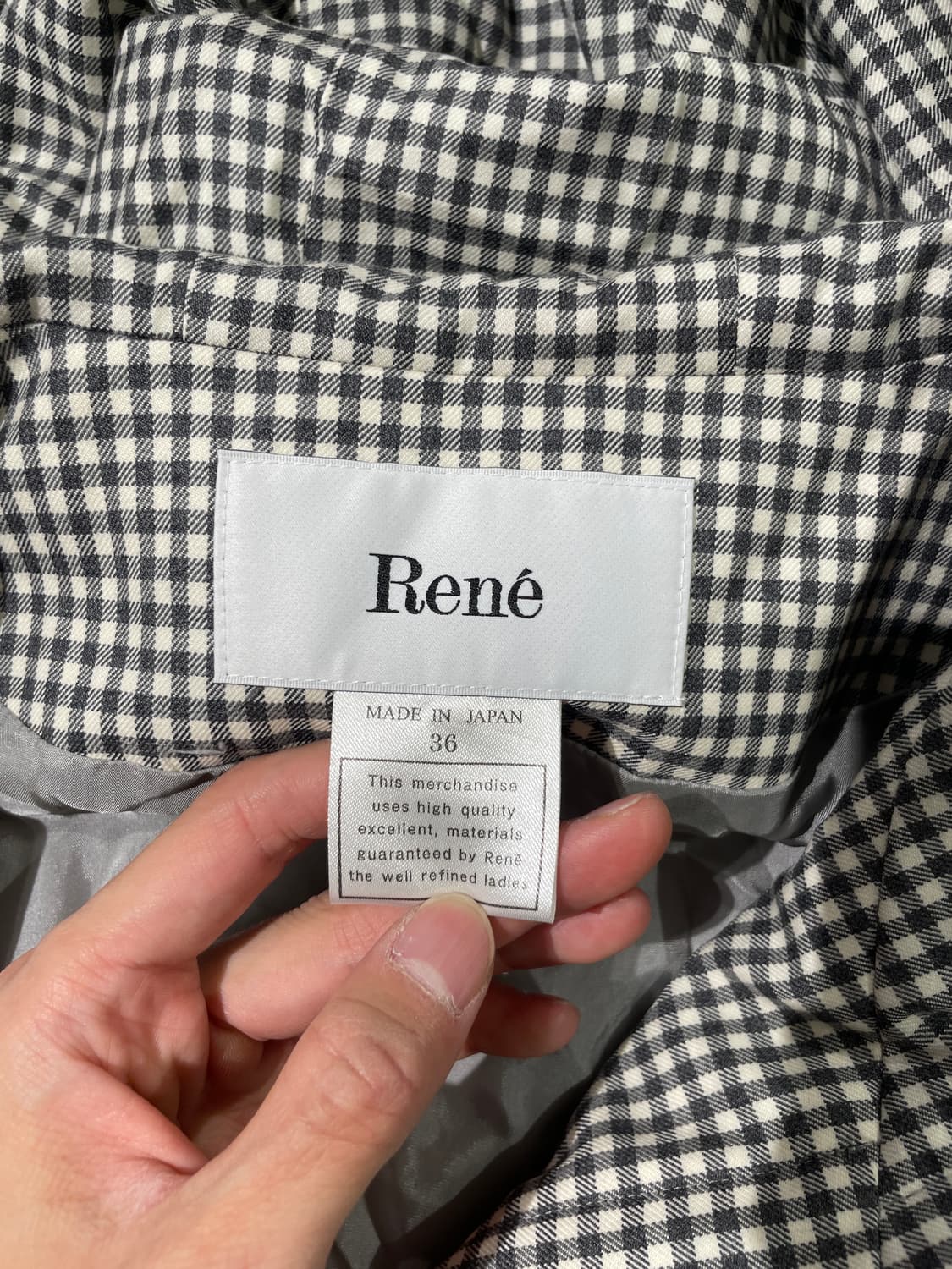 르네 그레이 깅엄 체크 패널 퀼팅 후디 자켓 상품이미지7