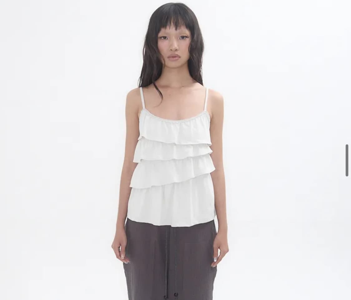 익스파이어드걸 슬리브리스 Unbalanced Frill Cami Mist 상품이미지2