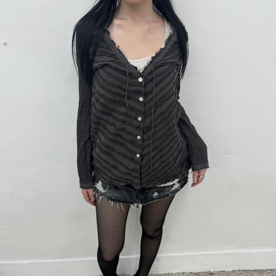 Y2K textured detail button-up jacket 상품이미지1