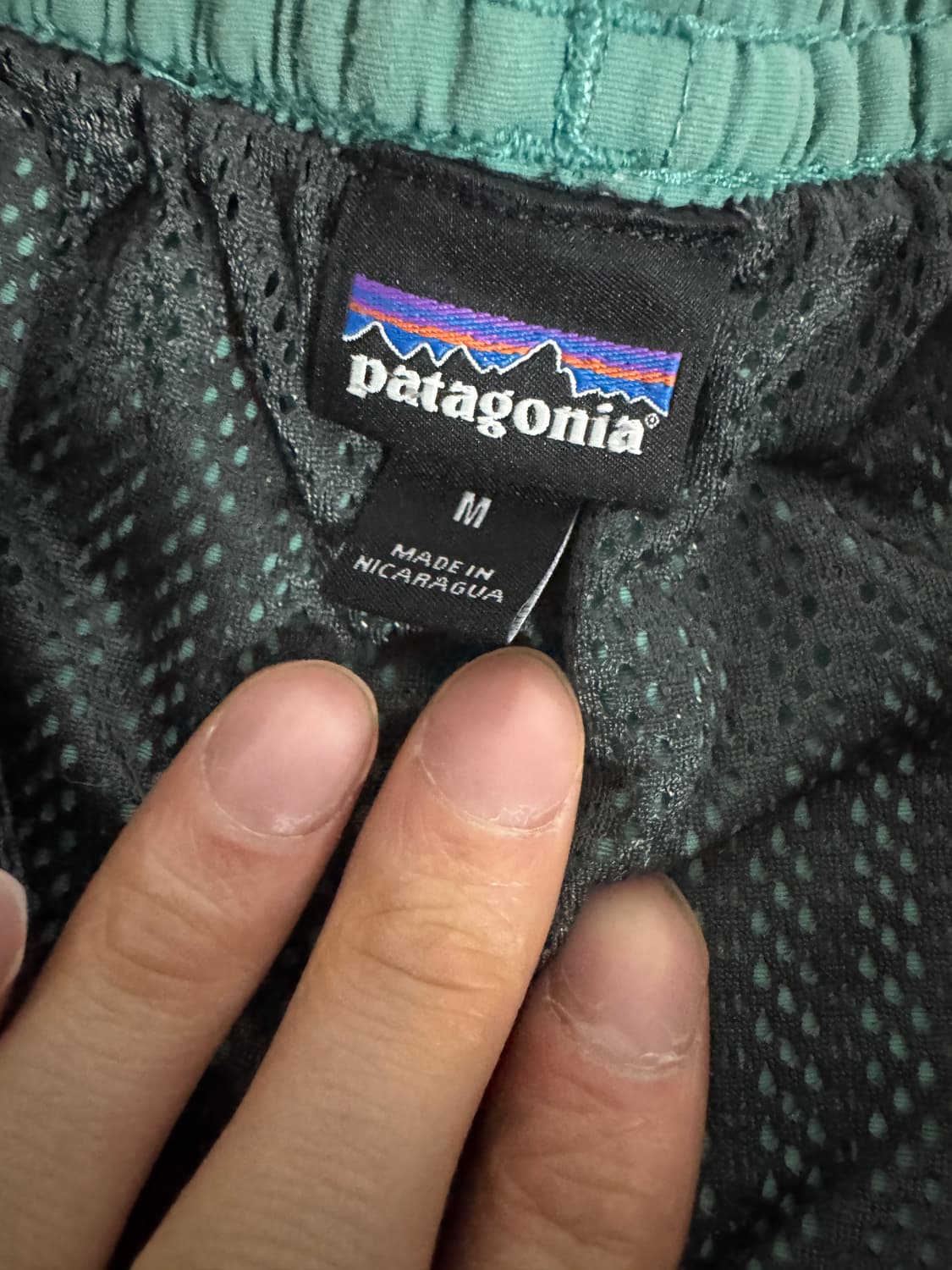 정품!! 공용 파타고니아 민트색 밴딩 쇼츠 반바지 M 상품이미지3