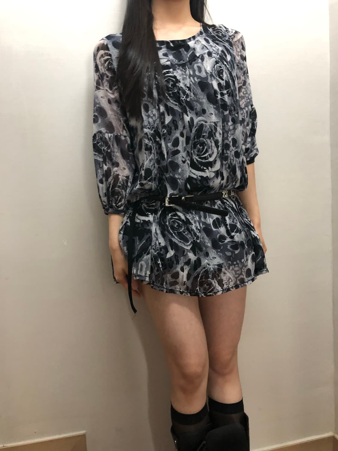 빈티지 그레이 플라워 오리엔탈 원피스 상품이미지8