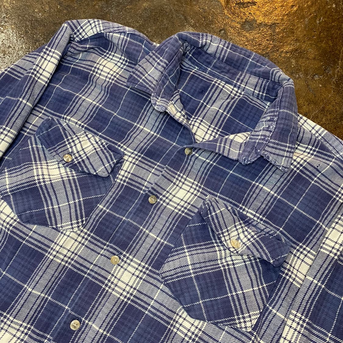 빈티지 에이징 데미지 체크 남방 상품이미지5