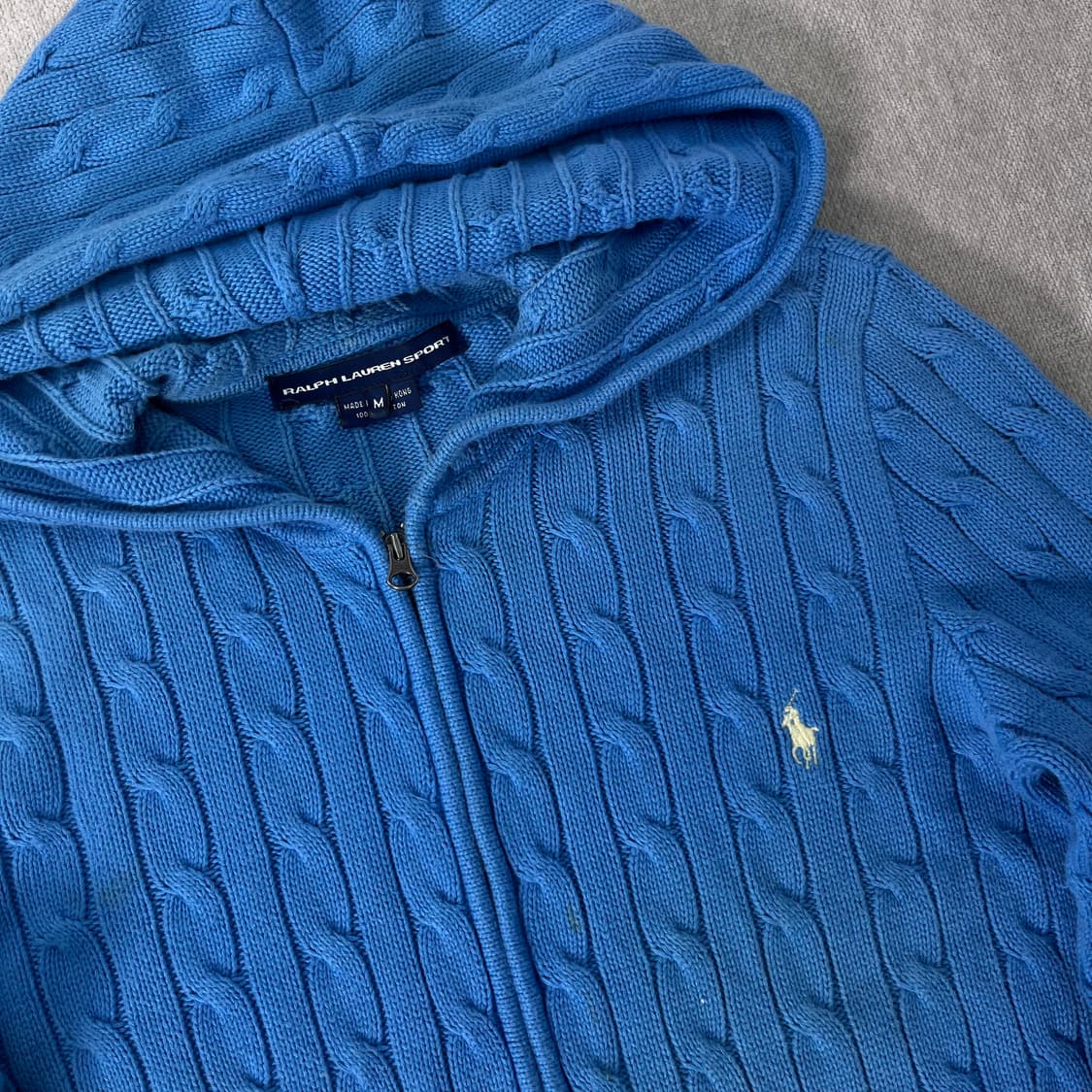 W 95 폴로랄프로렌 스포츠 꽈배기 니트 후드집업 상품이미지2